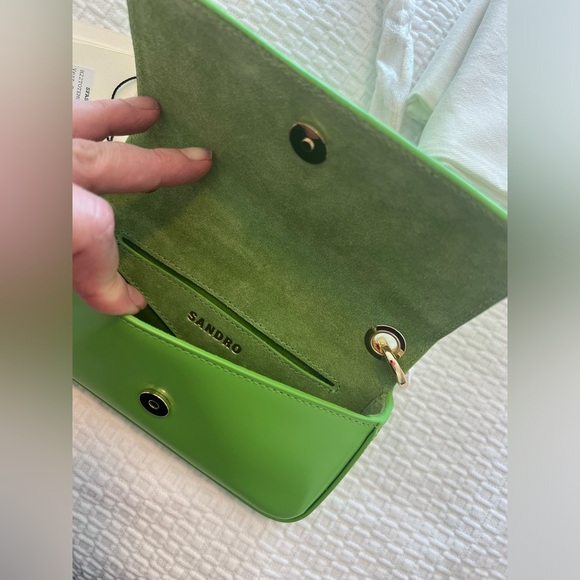Sandro Vert Pomme Mini Purse Green Chain Strap Women's Bag - Picture 12 of 16